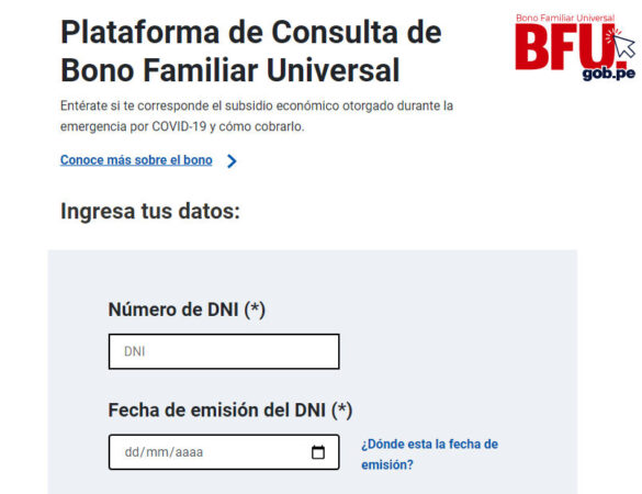 Bono Familiar Universal: Debes ingresar tus datos para conocer si accedes al subsidio.