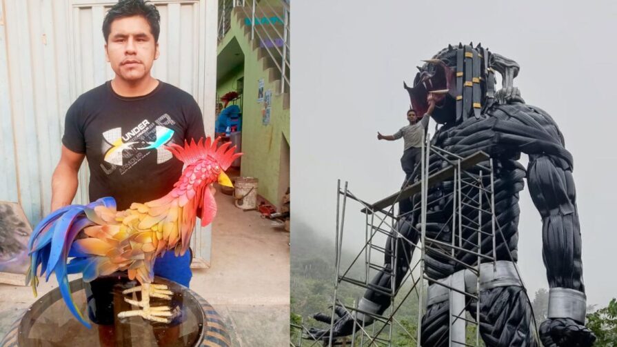 Cusco: Joven construye ‘Depredador’ gigante con llantas recicladas