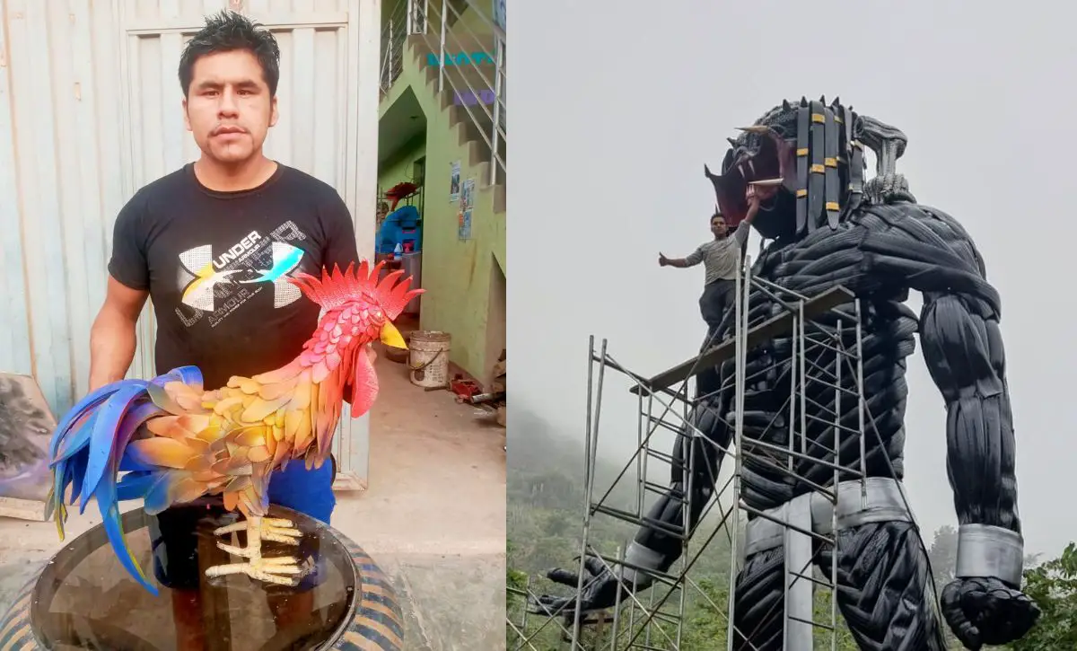 Cusco: Joven construye ‘Depredador’ gigante con llantas recicladas