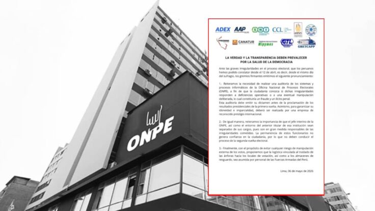 gremios auditoría ONPE irregularidades electorales Perú 2026
