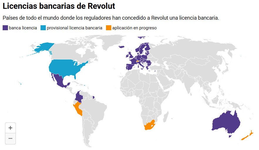 Revolut mapa